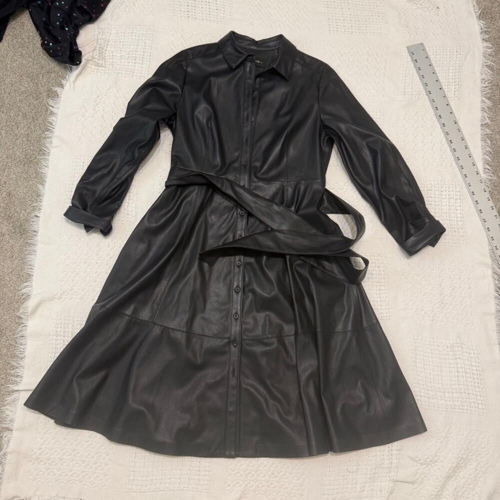 Kobi Halperin Wyatt medium long sleeve faux leather shirtdress D2 3298 - Picture 12 of 14
